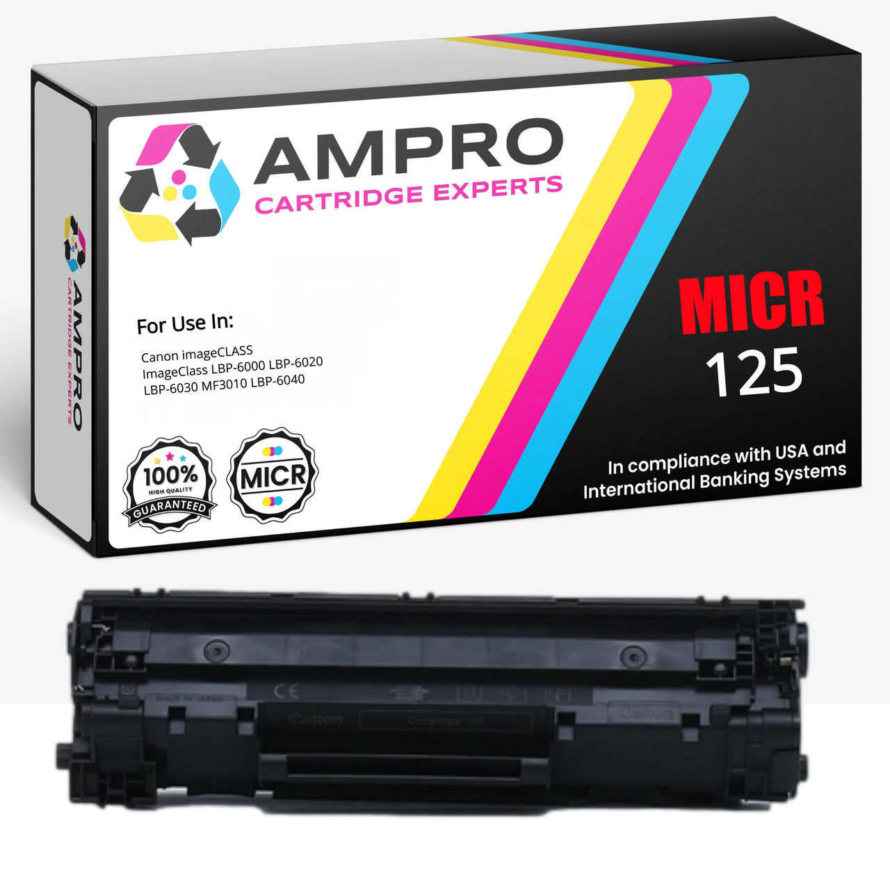 Ampro 125 MICR Compatible Toner Cartridges Replacement for Canon 125  (‎3484B001) to use with ImageClass