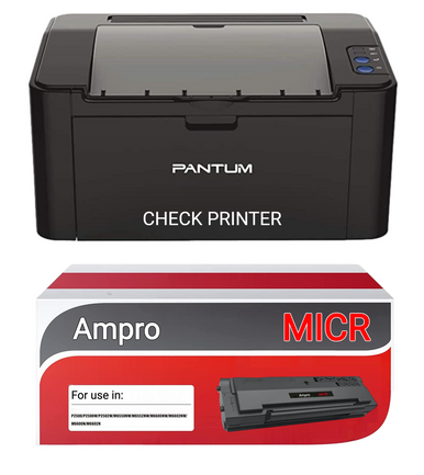 Ampro Check Printing Bundle includes (1) MICR PB-210e Toner Cartridge for  Check Printing, (1) Pantum P2500W Wireless Laser Printer. (2 Items)