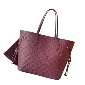 Maroon Monogram Leather Tote Bag