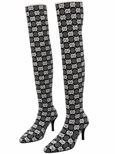 GG Black & White Knit Boots
