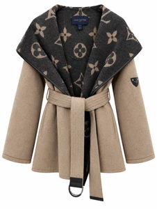 Taupe Monogram Wrap Coat