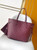 Maroon Monogram Leather Tote Bag