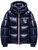 Glossy Black Puffer Jacket with Tricolor Zipper