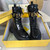 Black Fen Combat Boots with Gold Hardware