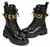Black Fen Combat Boots with Gold Hardware