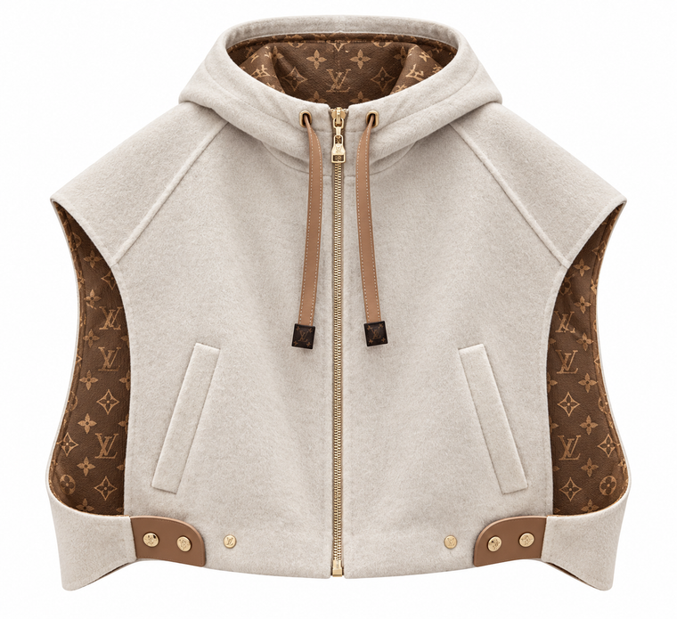 Luxury Cream Monogram Hooded Vest