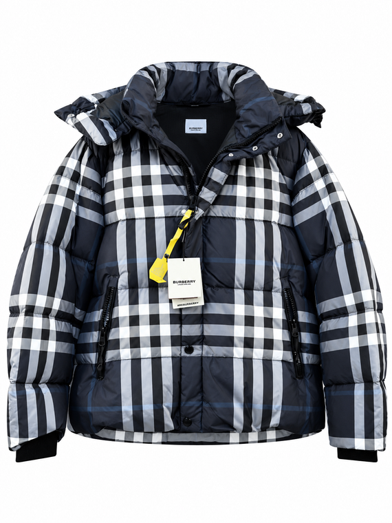 Plaid Blue Style Puffer Jacket