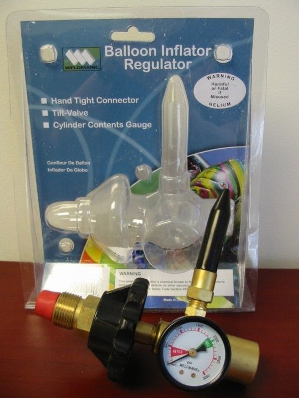 Weldmark Balloon Inflator Regulator - Hand Tight w/Gauge - CGA580