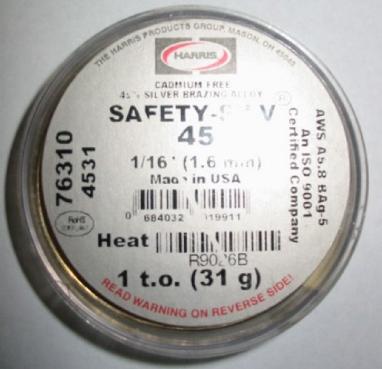 HARRIS SAFETY-SILV 45 SILVER BRAZING ALLOY - 1 t.o.