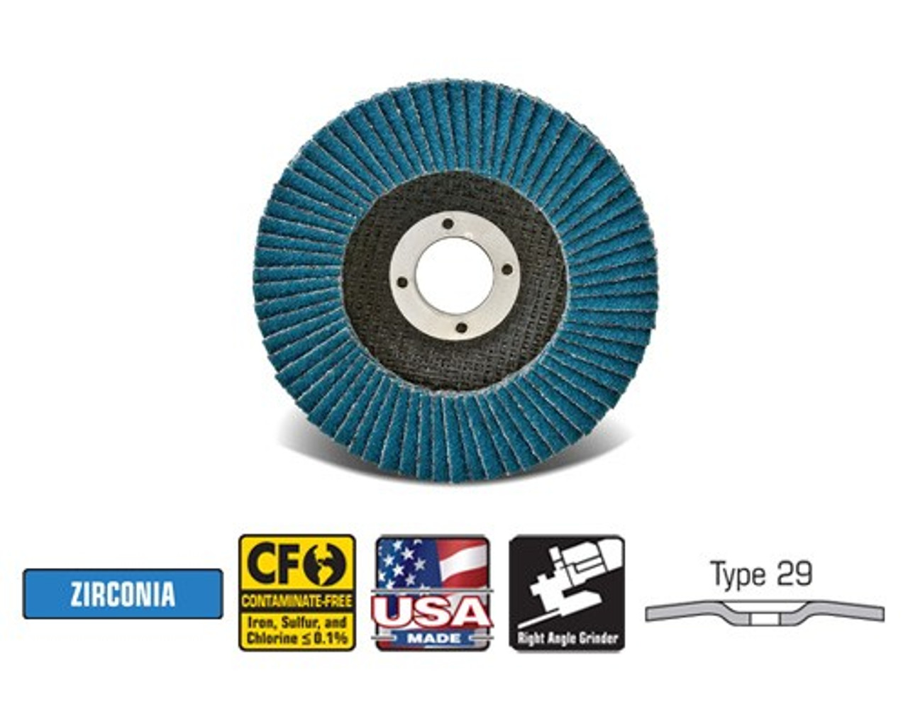 CGW Camel - Flap Discs Z-Poly Economy XL 4-1/2" x 7/8"  T29 - Qty 10 - 41764