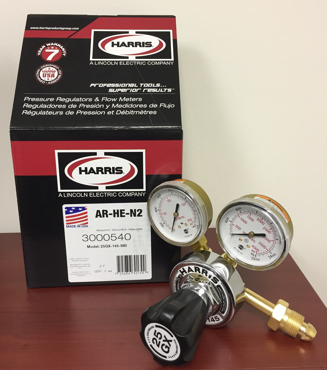 Harris Single Stage Regulator Argon / Helium / Nitrogen w/knob  3000540 25GX-145-580