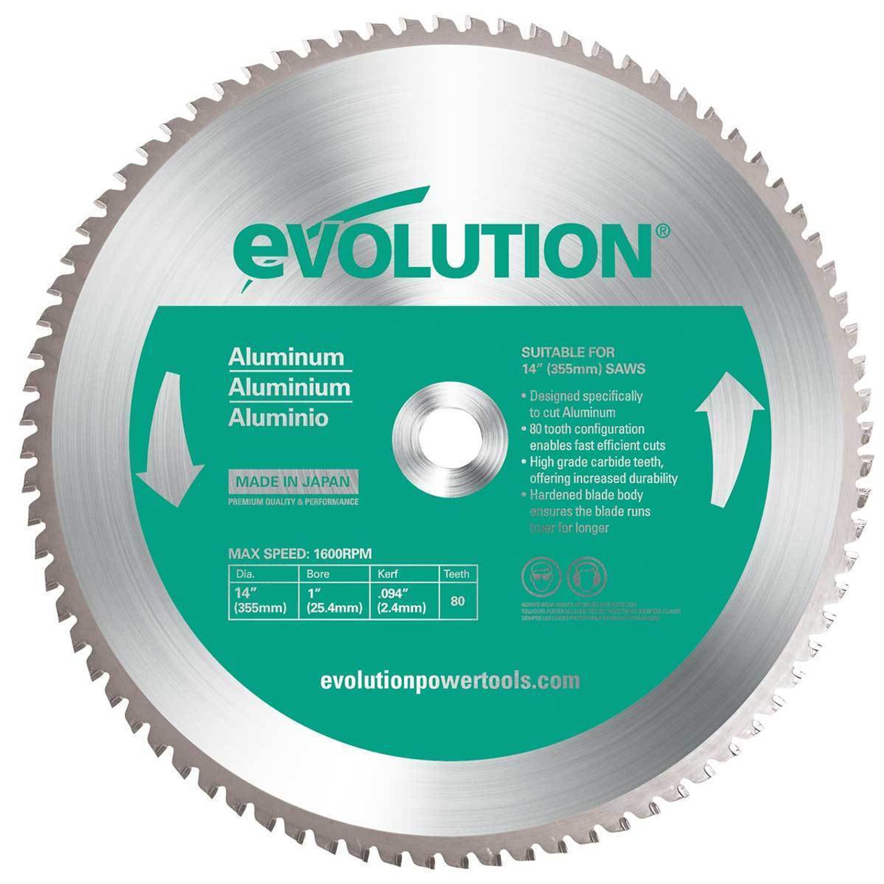 Evolution TCT 14" Aluminum-cutting saw blade