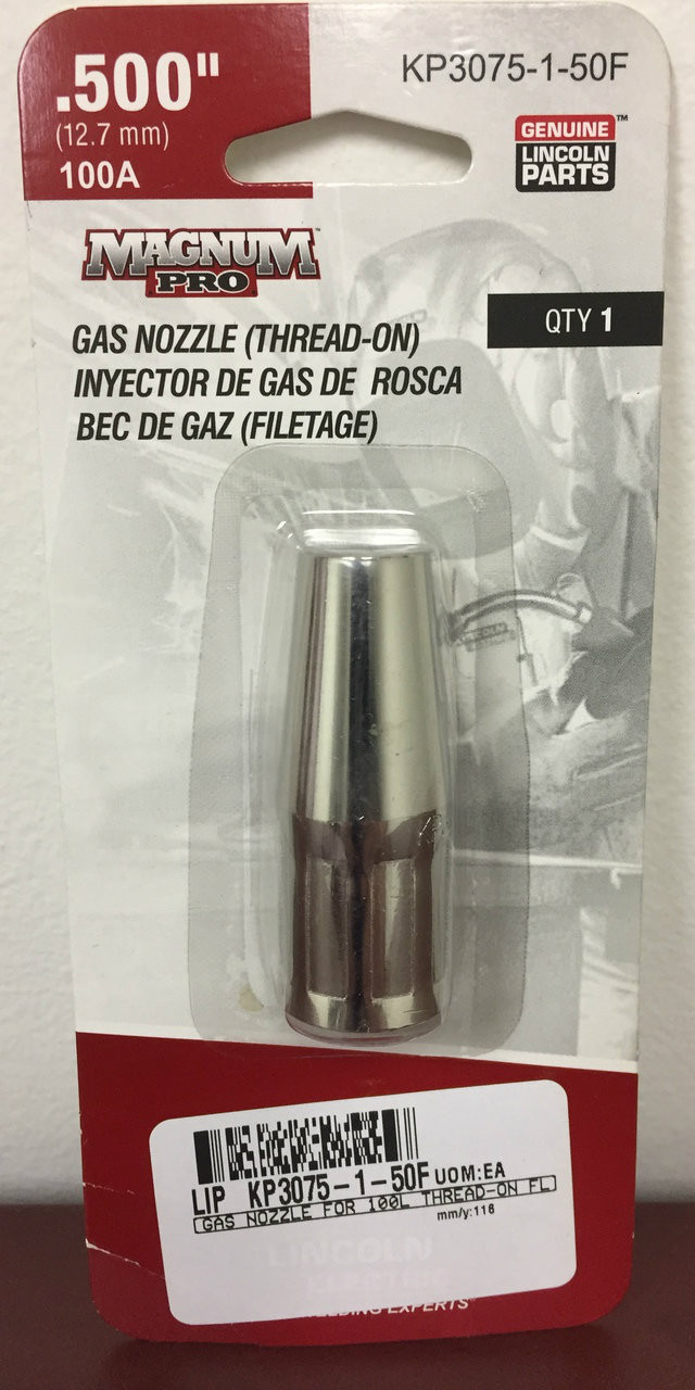 Lincoln Electric Magnum Pro Gas Nozzle Thread-on .50" 100A - qty1 - KP3075-1-50F