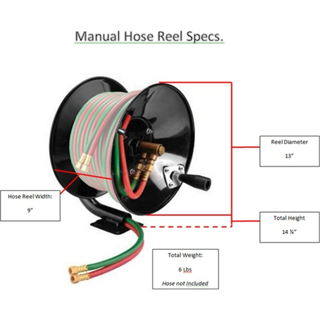 Weldcote HRMWOT Manual Hose Reel for 100 ft. of Twin Gas Hose