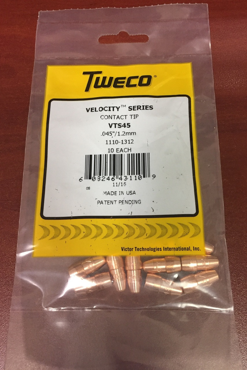 Tweco VTS45 Velocity Contact Tips .045"  1110-1312 - QTY 10