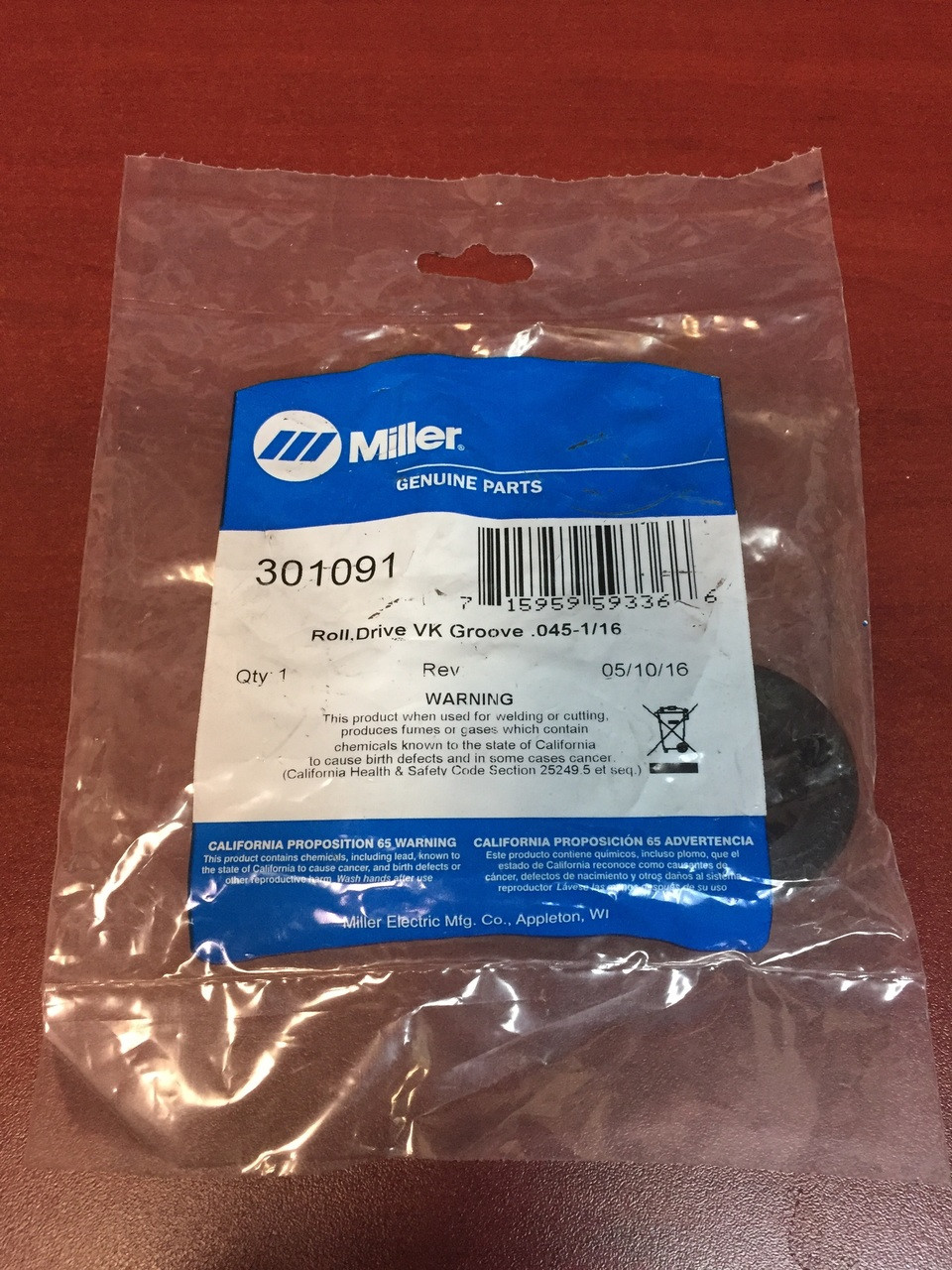Miller Genuine 301091 - Drive Roll Kit .045-1/16 VK Suitcase Q300 NO GUIDES