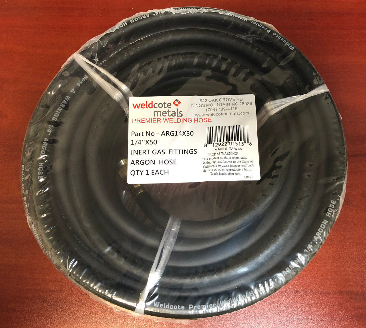 Weldcote Metals Inert Gas Hose 1/4" x 50ft for Argon, Argon/CO2