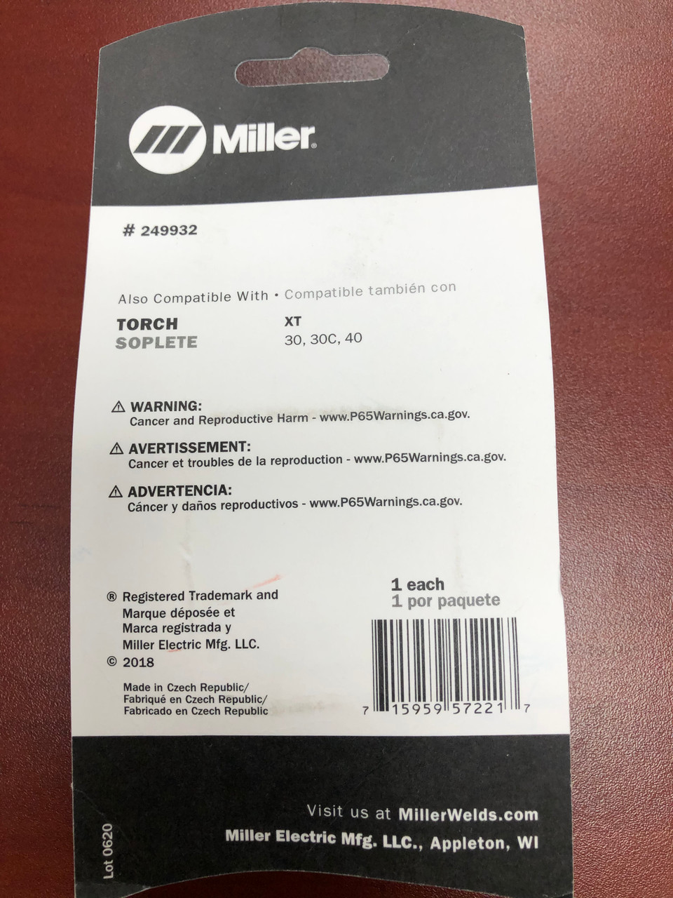 Miller Genuine Retaining Cup for Spectrum 375, 375/625 X-treme XT30/40   249932