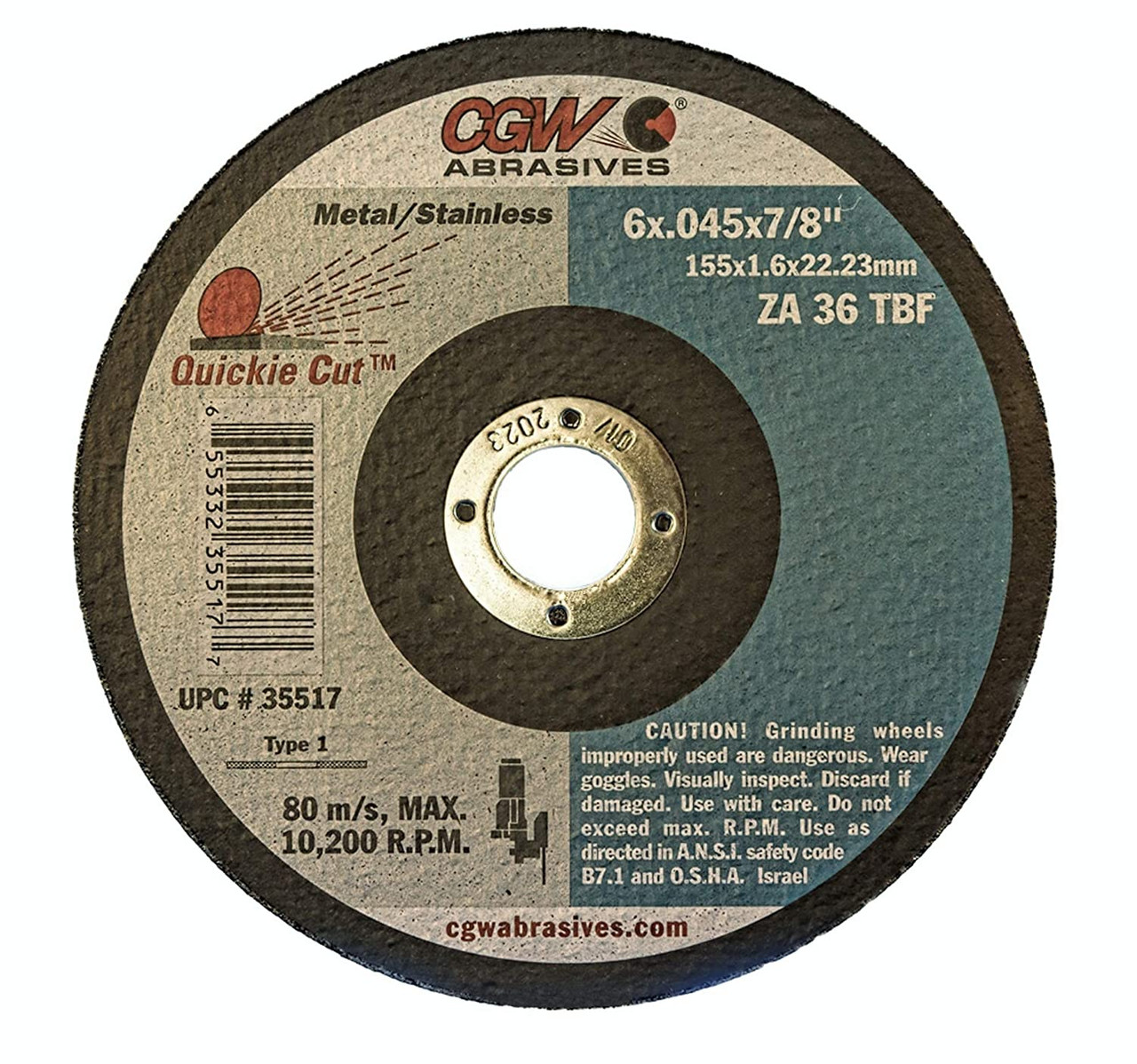 CGW Camel - Cut-Off Wheels 6" x .045" x 7/8"  ZA36-T-Rigid - Qty 25 - 35517