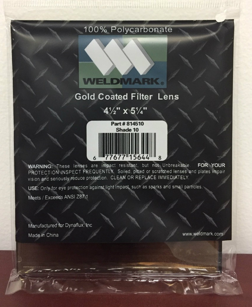 SHADE 10  4.5"x5.25" GOLD WELDING HELMET LENS