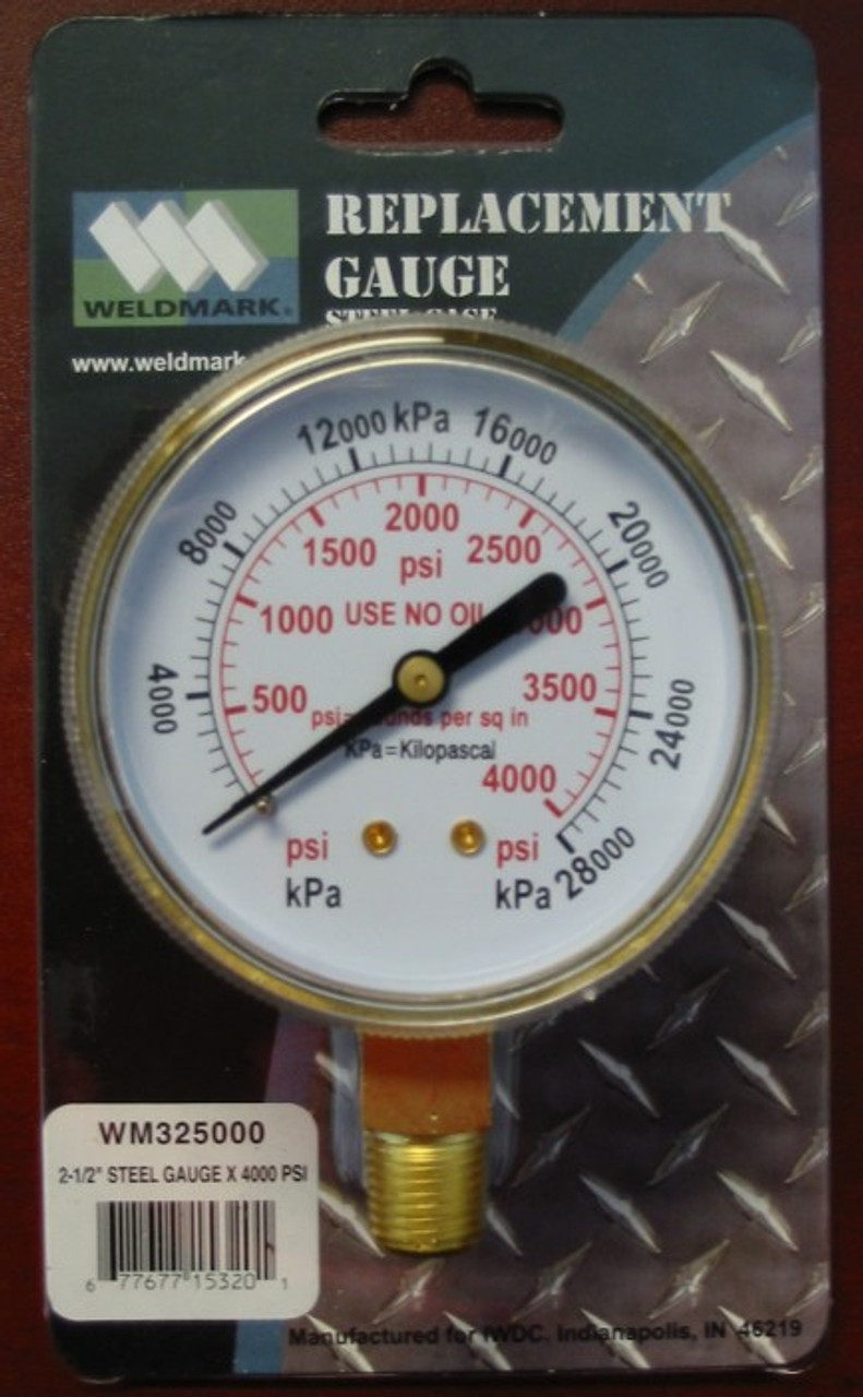 WELDMARK REPLACEMENT PRESSURE GAUGE - 4000PSI - 2.5"