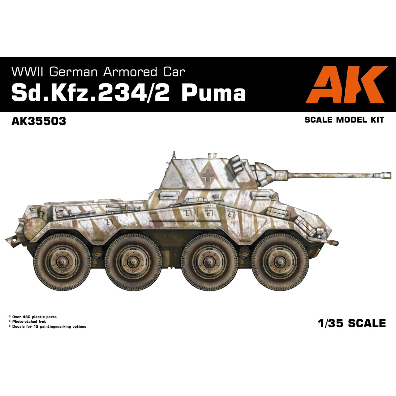 AK Interactive 1/35 Sd.Kfz. 234/2 Puma Plastic Model Kit