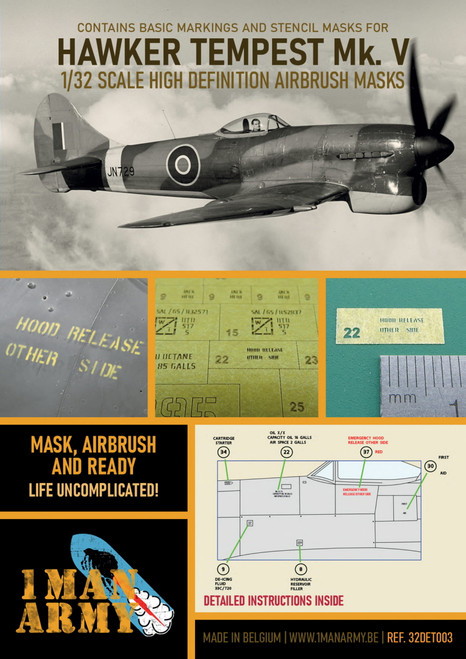 1ManArmy 1/32 Hawker Tempest Mk.V Airbrush Paint Mask