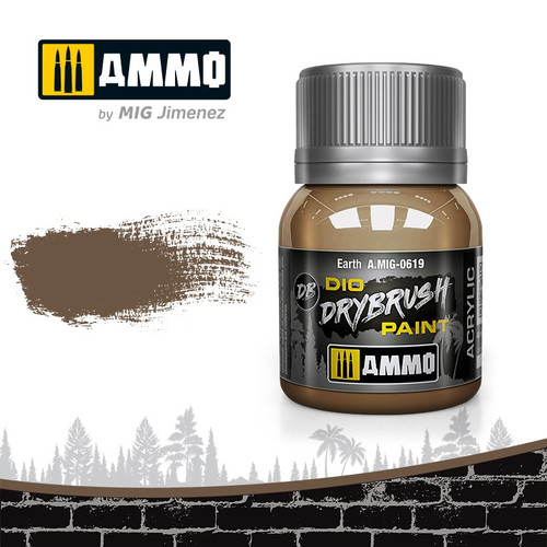 Ammo Mig Dio Drybrush Acrylic Paint 40ml - Earth Ammo Mig Dio Drybrush Acrylic Paint 40ml - Earth