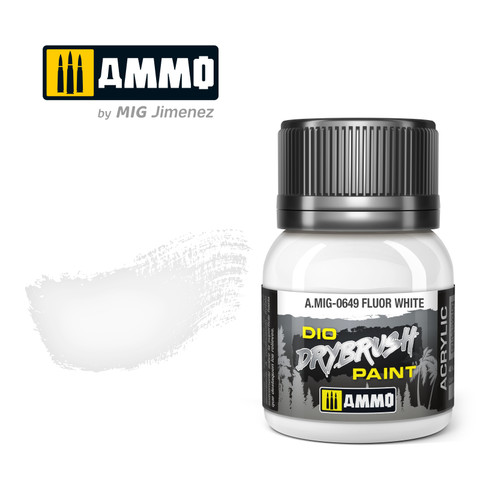 Ammo Mig Dio Drybrush Acrylic Paint 40ml - Fluor White Ammo Mig Dio Drybrush Acrylic Paint 40ml - Fluor White