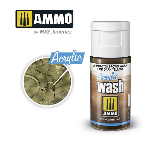 Ammo Mig Brown for Dark Yellow Acrylic Wash Ammo Mig Brown for Dark Yellow Acrylic Wash