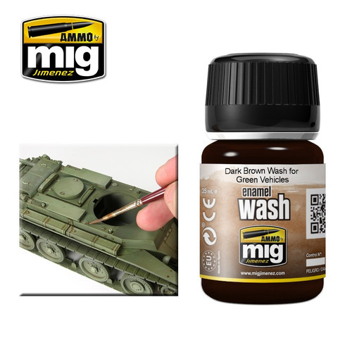 Ammo Mig Dark Brown Enamel Wash for Green Vehicles Ammo Mig Dark Brown Enamel Wash for Green Vehicles