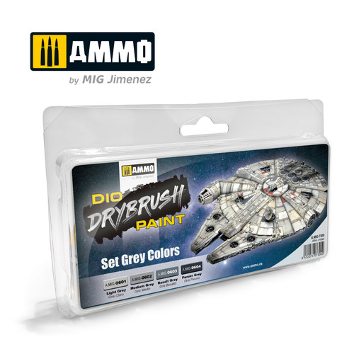 Ammo Mig Dio Drybrush Acrylic Paint Set - Grey Colors Ammo Mig Dio Drybrush Acrylic Paint Set - Grey Colors