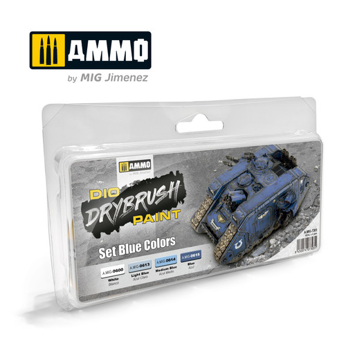 Ammo Mig Dio Drybrush Acrylic Paint Set - Blue Colors Ammo Mig Dio Drybrush Acrylic Paint Set - Blue Colors