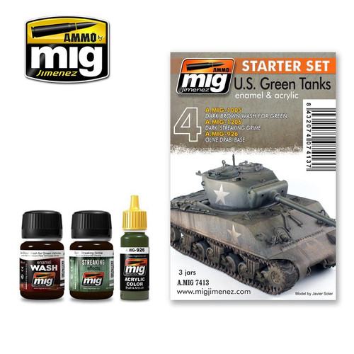 Ammo Mig US Green Vehicles Starter Weathering Set