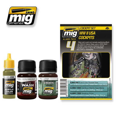 Ammo Mig WWII USA Cockpit Weathering Set Ammo Mig WWII USA Cockpit Weathering Set