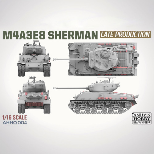 Andy's Hobby Headquarters x Takom 1/16 Scale M4A3E8 Sherman 'Easy Eight' (Late WWII / Korean War) with Figure Model Kit