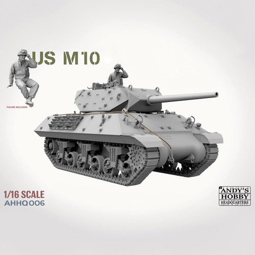 Andy's Hobby Headquarters x Takom 1/16 Scale US M10 Tank Destroyer with Full Body Figure Model Kit