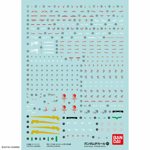 Bandai Gundam Decal #GD112 RG 1/144 Unicorn Gundam UC