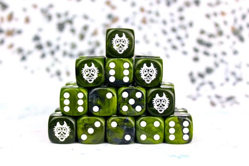 Conquest W'adrhun - Faction Dice on Green Swirl Dice (PBW8515)
