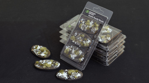 Gamers Grass Battle Ready Bases - Winter - Oval 75mm (x3)