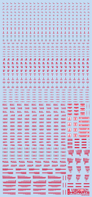 HiQ Parts 1/100 RB01 Caution Decal Red & Gray (1pc)