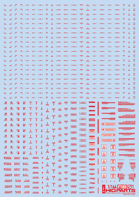HiQ Parts 1/144 RB01 Caution Decal Red & Gray (1pc)