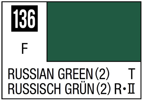 Mr Hobby Mr. Color 136 - Russian Green (2) - 10ml (Flat/Tank) - 10ml