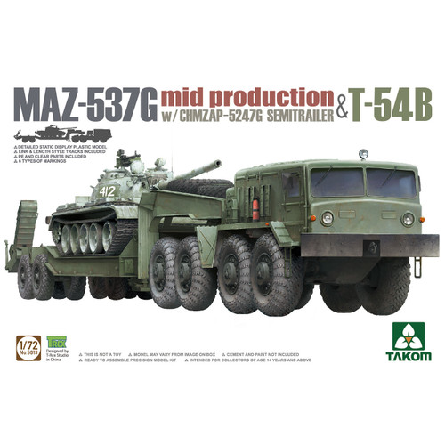 1/72 MAZ-537G w/CHMZAP-5247G Semi-Trailer Mid Production & T-54B