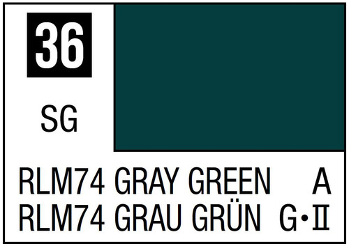 Mr Hobby Mr. Color 36 - RLM74 Gray Green (Semi-Gloss/Aircraft) - 10ml