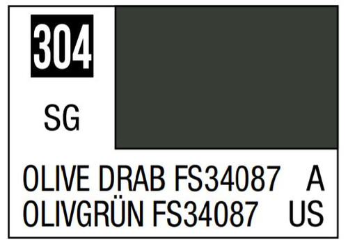 Mr Hobby Aqueous Color H304 Semi Gloss Olive Drab FS34087 for Weapons 10ml Bottle