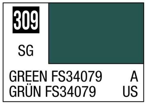 Mr Hobby Aqueous Color H309 Semi Gloss Green FS34079 for Vietnam Camouflage 10ml Bottle