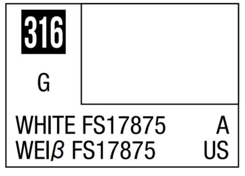 Mr Hobby Aqueous Color H316 Gloss White FS17875 US Navy Aircraft Standard Color 10ml Bottle
