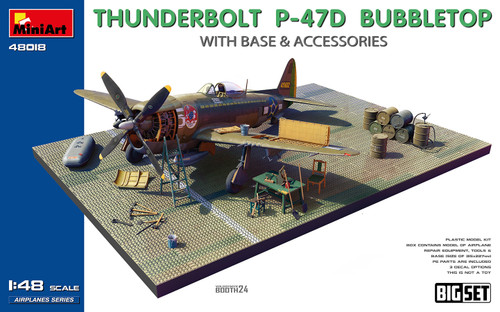 MiniArt 1/48 Thunderbolt P-47D Bubbletop with Base & Accessories Big Set