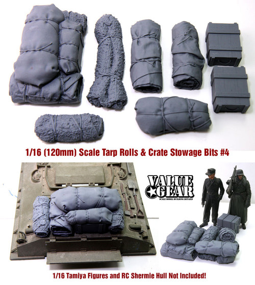 Value Gear 16-UTB-04 (was 11606) 1/16 Universal/Generic Crates, Tarp Rolls & Deck Piece #4 (8 Pieces)